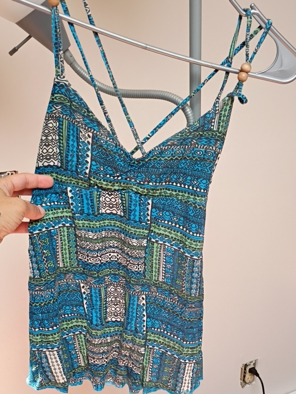 Women's Tank With Wooden Beaded Straps